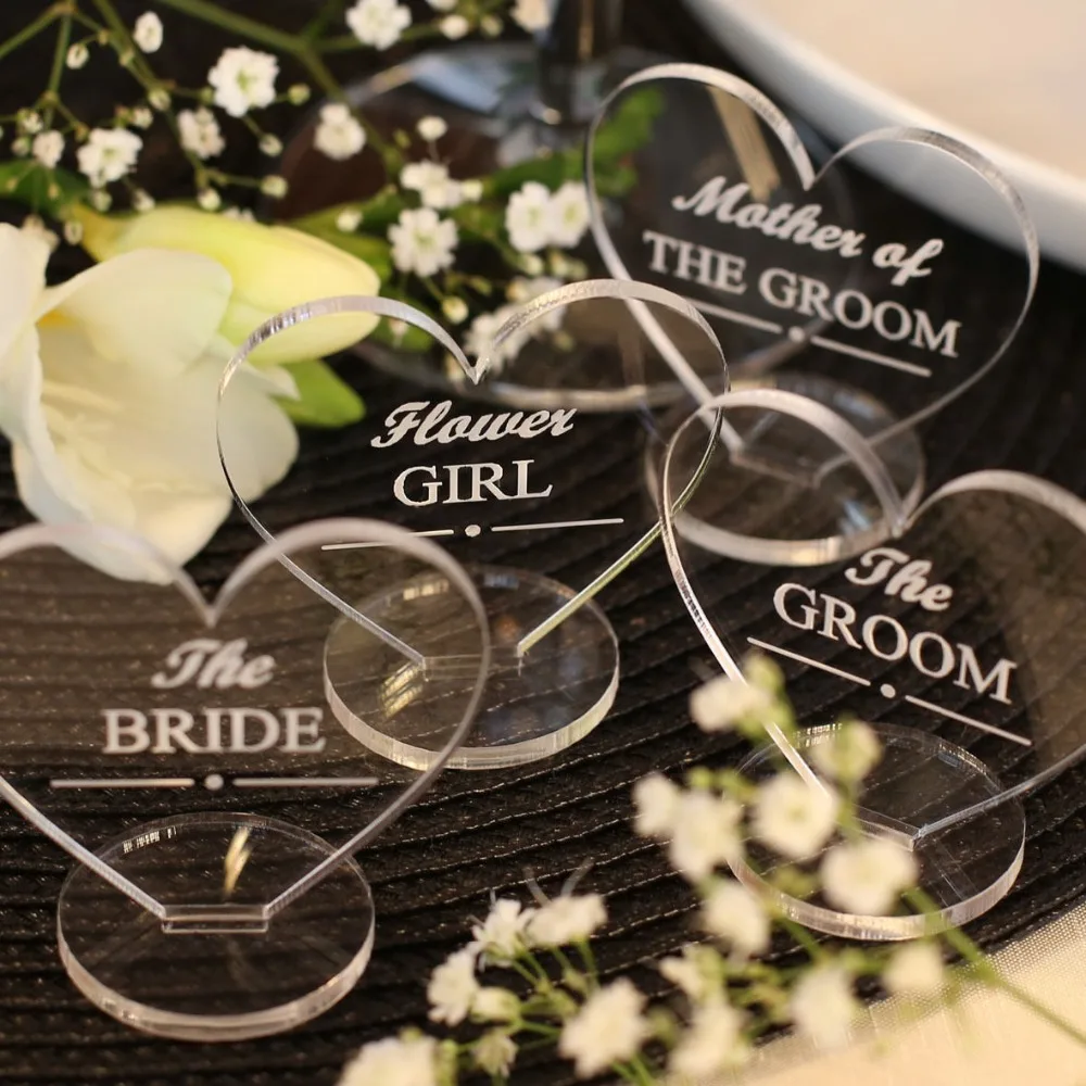 Персонализированное прозрачное акриловое сердце любовь свадебное украшение для