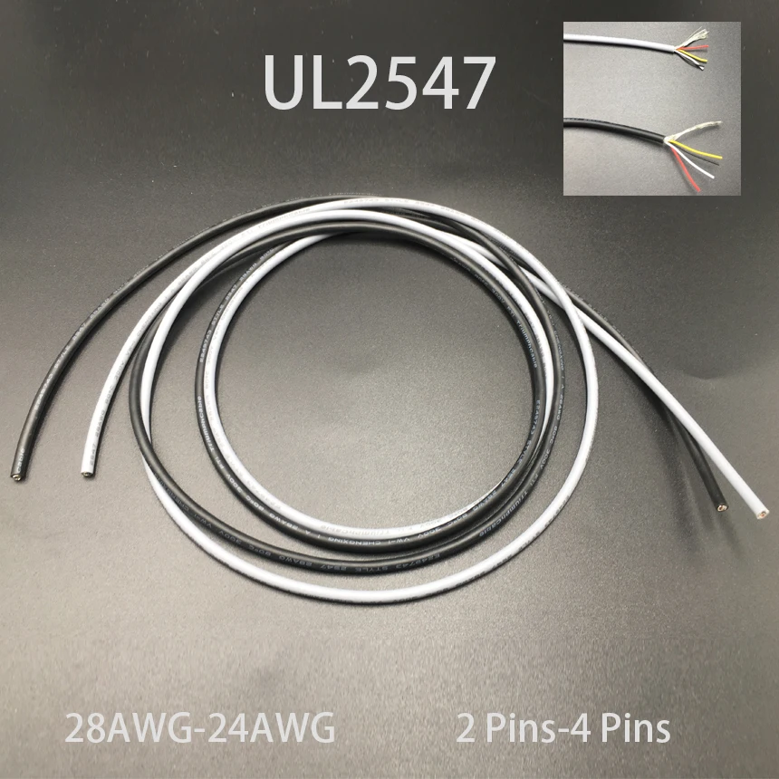 28AWG черно серый UL2547 ПВХ 2 3 4 жильные контакты 2P 3P 4P Луженый Медный экранированный