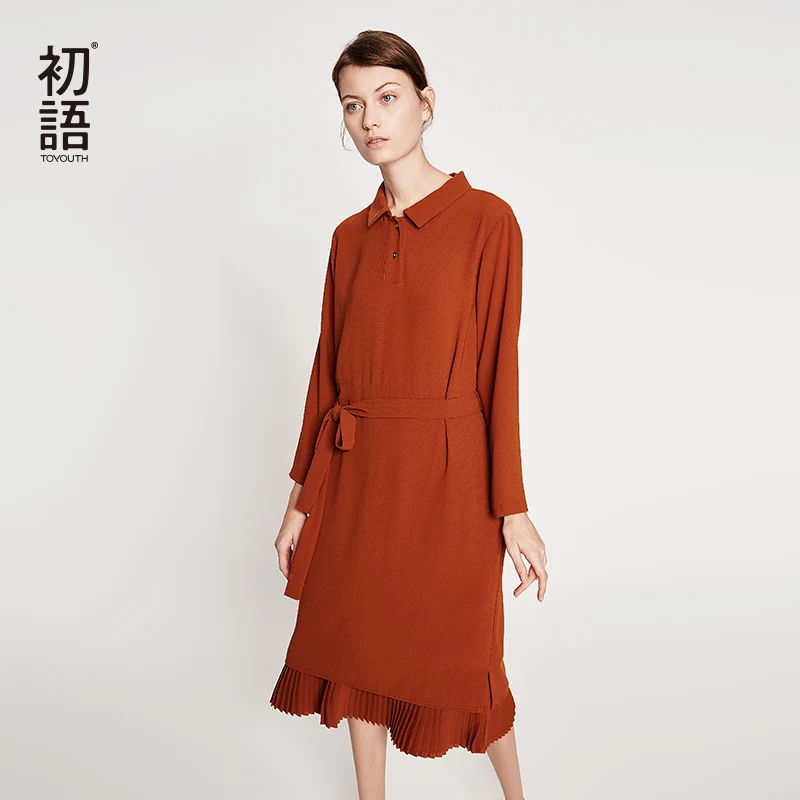 Toyouth Осень черный краткое Для женщин длинные платья Тощий Chic корейский стиль