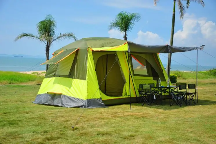 Туристическая двухслойная палатка на 8 12 человек непромокаемая наружная для