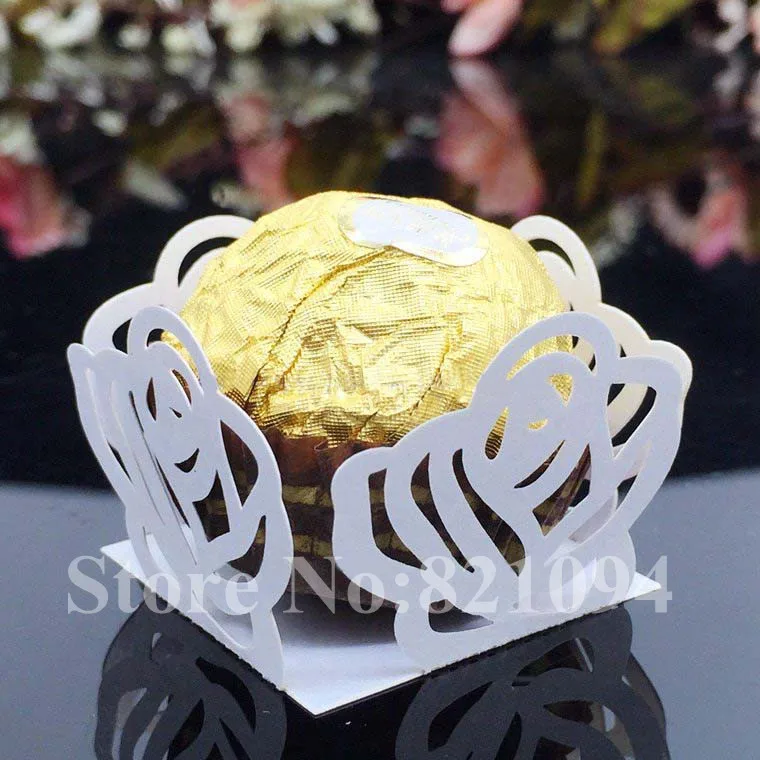 50 шт./лот лазерная вырезка розовый дизайн упаковки для шоколада обертки