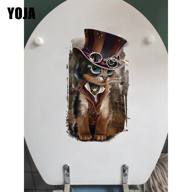 

YOJA 14*25 см классический мультфильм Кот Туалет Наклейка личность спальня настенный Декор росписи T1-0104