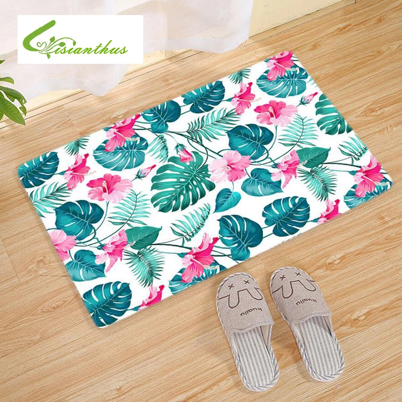 Коврики с принтом тропических растений для ванной и кухни антискользящие