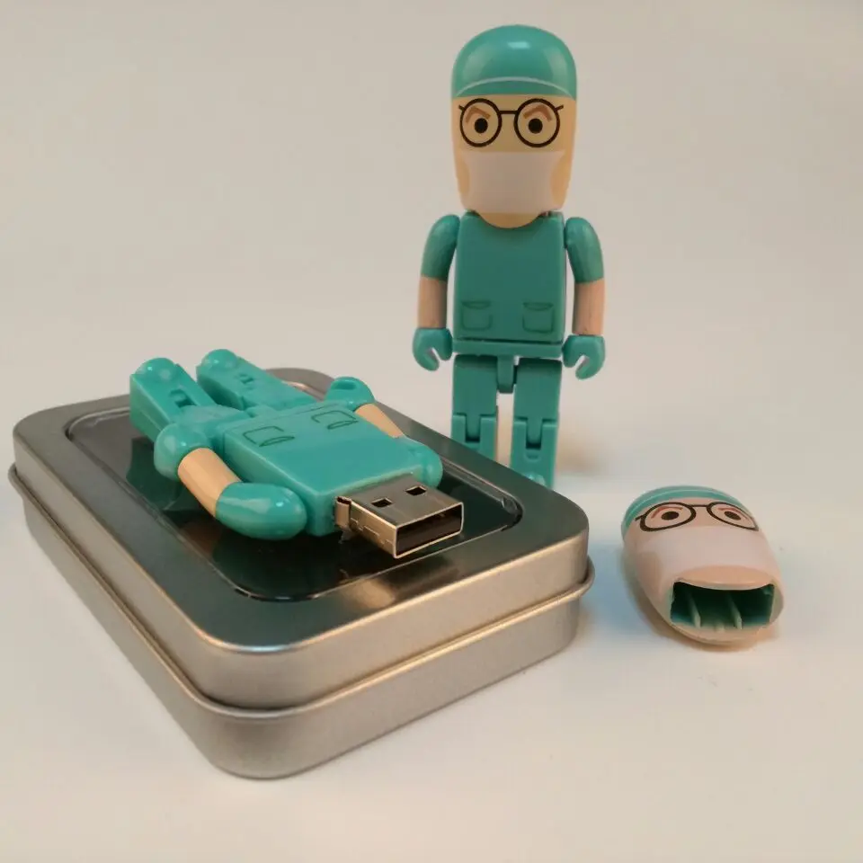 Мультфильм в виде доктора USB 2,0 флэш-накопитель памяти с в металлической коробке