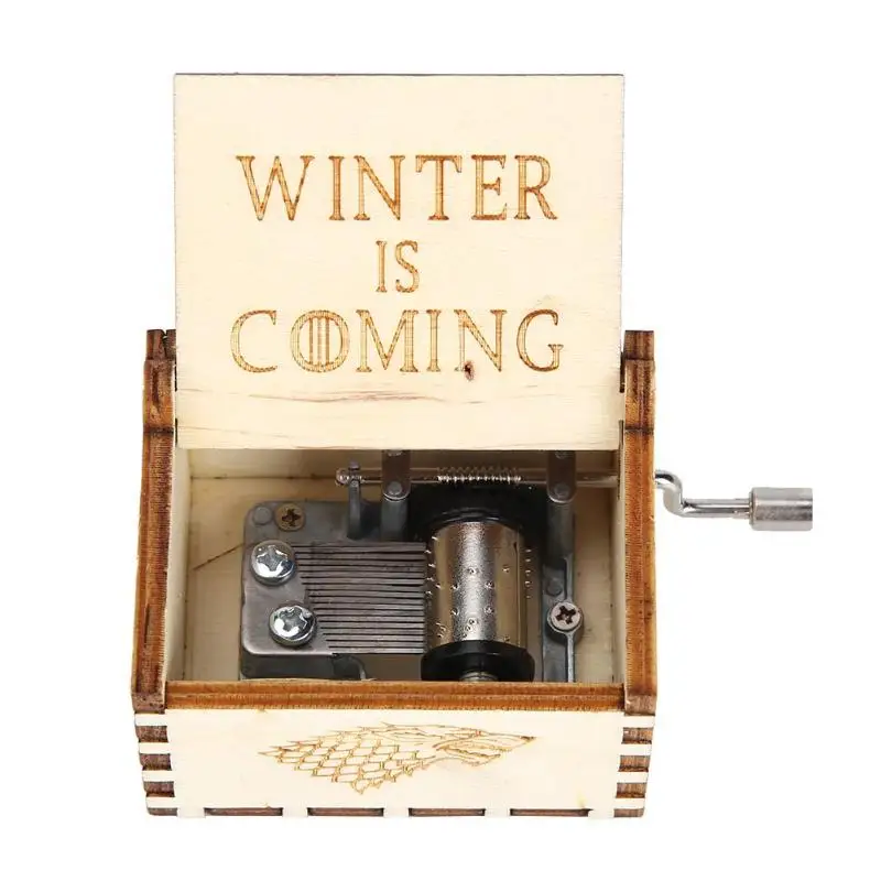 Retro Vintage Wooden Hand Cranked Music Box Home Crafts Ornaments Decor Game of Thrones Song Ice Fire GOT Main Theme Music Box