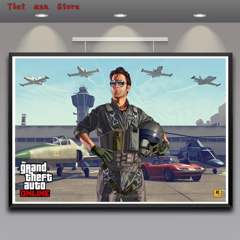 GTA 5 игровой плакат Grand Theft Auto V видео настенные художественные плакаты и печати для гостиной стены без рамы 42*30 см - Цвет: Коричневый