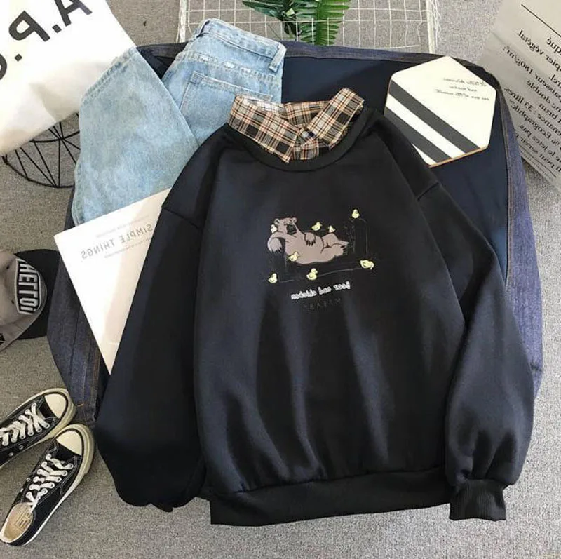 Весна Ins Harajuku с длинным рукавом женская футболка Поддельные из двух частей 6 цветов можно выбрать повседневная женская футболка ZO1795