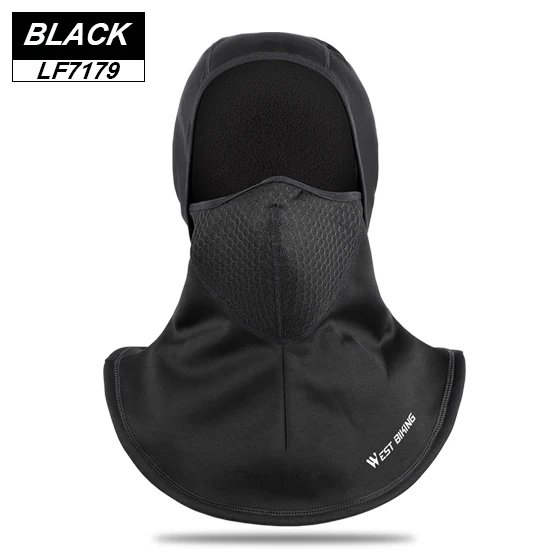 178Black WEST BIKING Лыжная маска для лица, шапка для лица с капюшоном, защита для шеи, теплая зимняя Флисовая Балаклава, маска для велоспорта - Цвет: 178Black