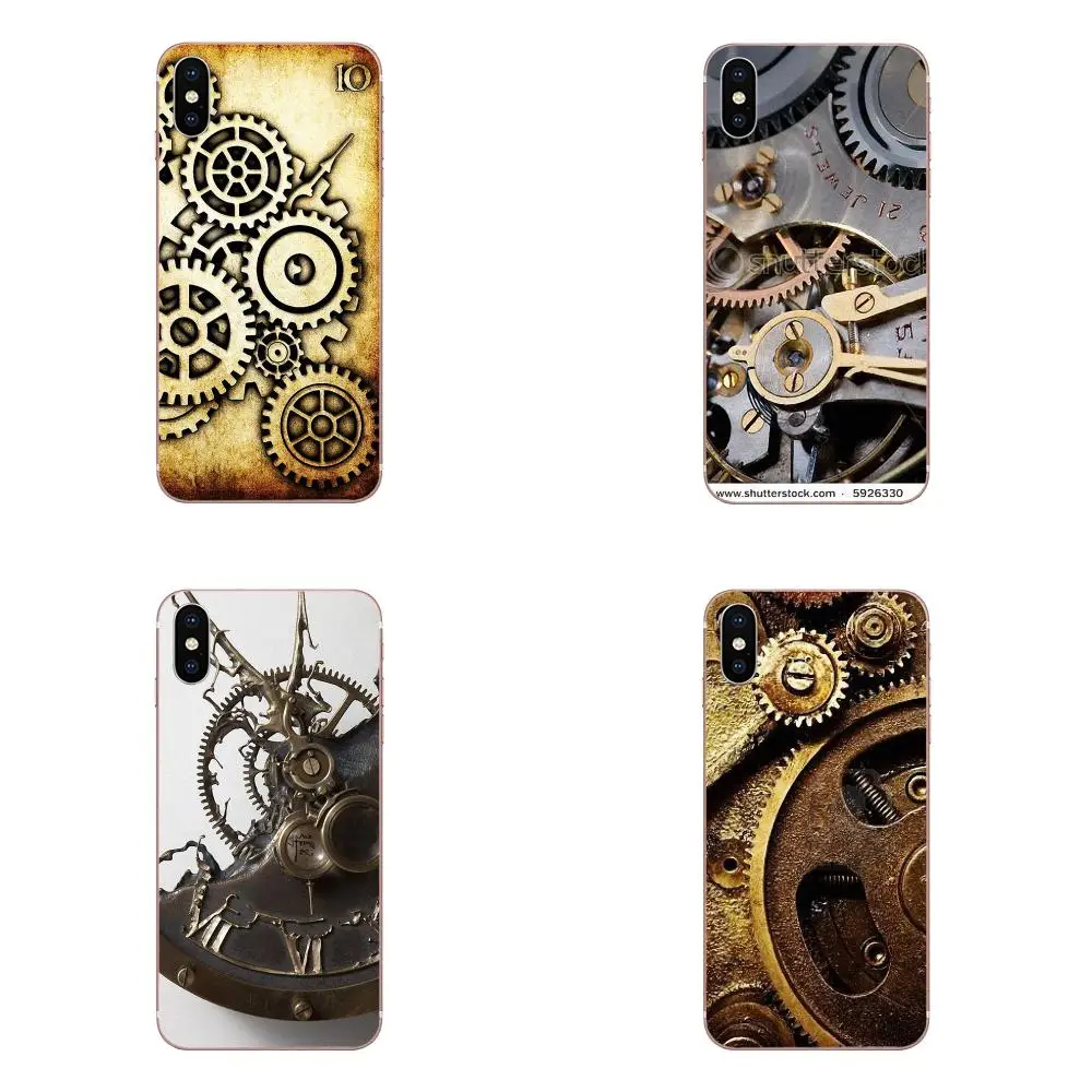 Часы стимпанк механизм Cogs шестерни для Xiao mi 3 4 4C 4i 5 5s 5X6 6X A1 Max x 2 Note мягкий TPU хит