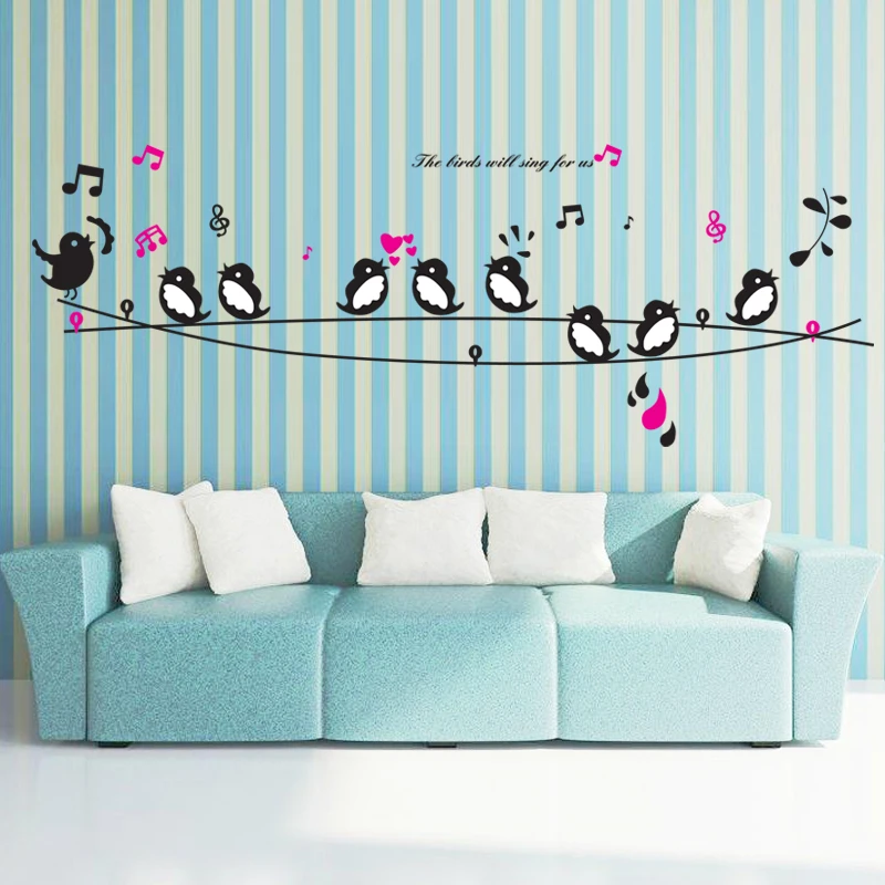 Настенные стикеры Happy Birds Song с музыкой Фоновые наклейки на стену для гостиной