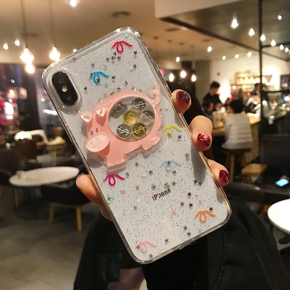 ORYKSZ блестящий прозрачный силиконовый чехол для телефона Lucky Pig Для IPhone Xs XSMAX XR s 6S 7 8