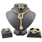 Комплект золотых ювелирных украшений Liffly для невесты с креативным дизайном, кольцо и серьги с кристаллами для женщин, Изящные Ювелирные Украшения ручной работы для дня рождения
