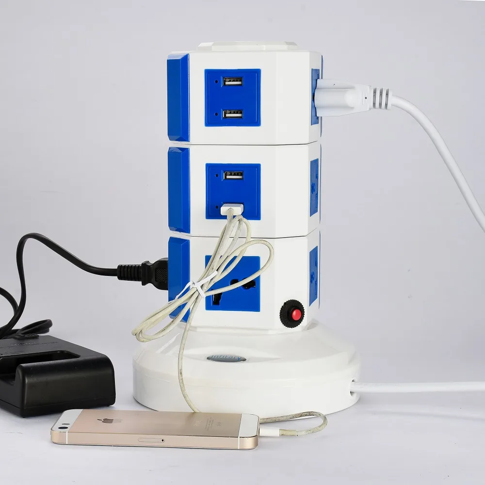 10 ЕС Plug точек 3 слоя 4 порта USB розетки Power Strip 250 В 16A расширение переключения сети