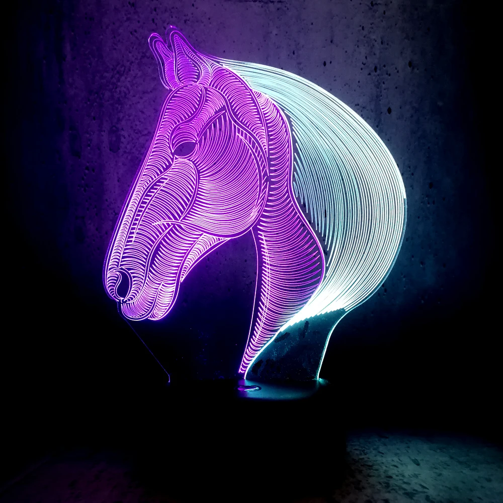 Mixed Color 3D Lamp Night Light Animal Horse Children's Decor Projection LED Table Lava Luminaria Fixtures Desk Lamparas | Лампы и