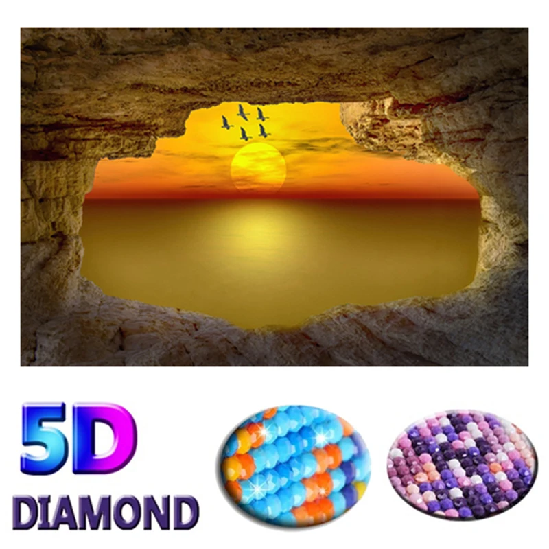 DIY 5D Алмазная мозаика &quotзакат&quot узоры для самостоятельного создания картины из