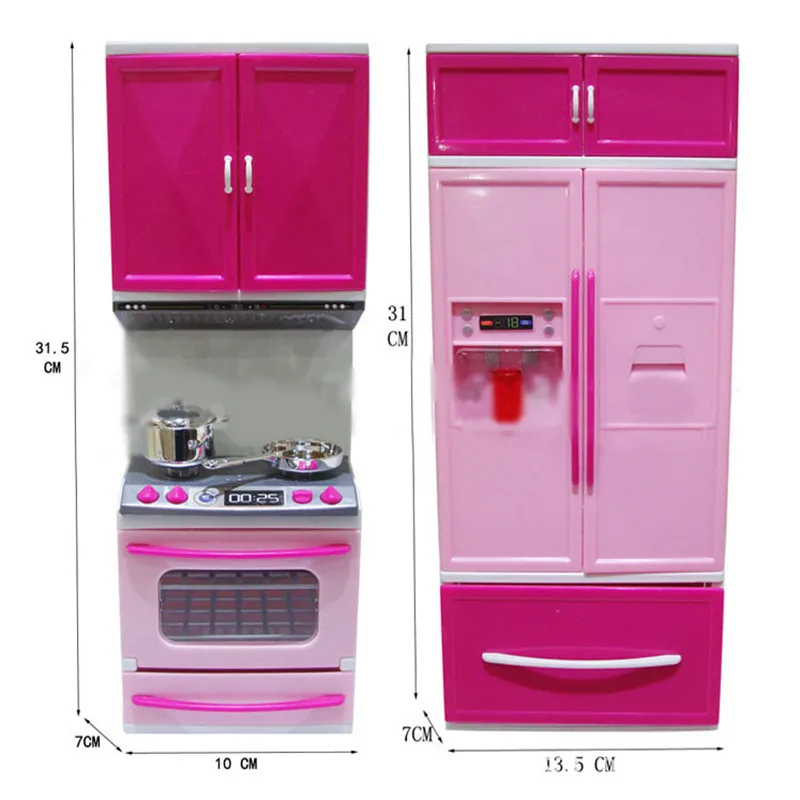 Горячие детские кухонные игрушки светодиодные лампы печь холодильник милый