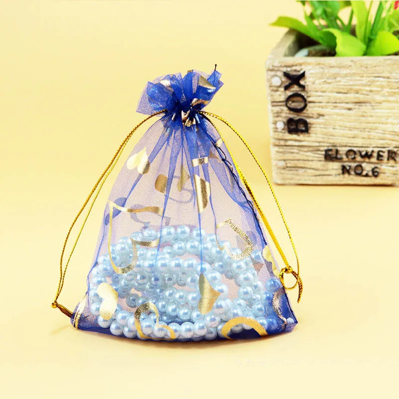 Royal Blue 20 шт./лот, 9x12 см, сумочка для украшений из органзы в форме сердца, с завязками, из прозрачного тюля, сумки для свадебного декора, вечерние сувениры, пакеты для подарков, упаковка - Цвет: Royal Blue