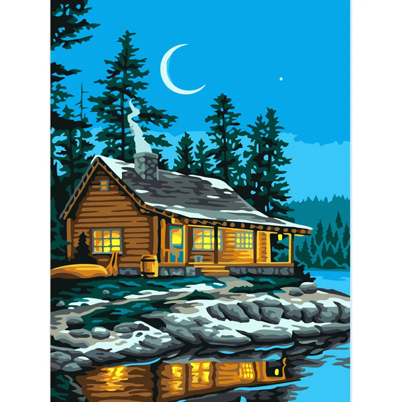 Картина по номерам DIY дропшиппинг 50x65 60x75 см Moontop treetop домик пейзаж холст свадебное