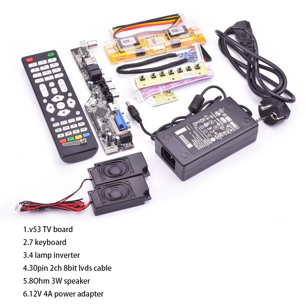 V53 Универсальный ТВ lcd плата управления 10-42 дюймов lvds драйвер платы ТВ VGA AV HDMI USB DS. V53RL. BK полный комплект для LTM190M2