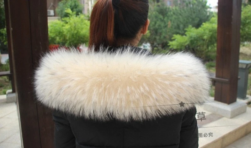 

Colorful Genuine Raccoon Fur Detachable Collar Scarfs Fashion Coat Sweater Jacket Luxury Raccoon Fur Collar C006-beige