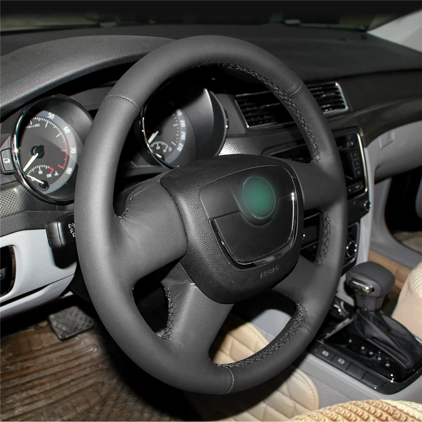 MEWANT черный чехол рулевого колеса автомобиля ручной работы из натуральной кожи