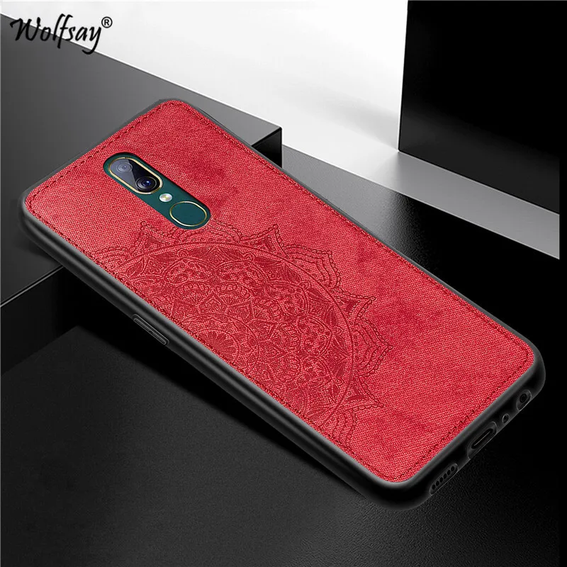 Чехол OPPO F11 роскошный противоударный мягкий ТПУ тканевый текстурный Жесткий