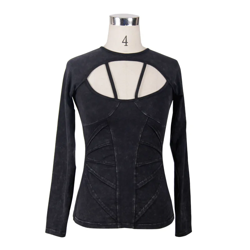 Дьявол Мода в готическом стиле панк женские футболки из хлопка с длинным рукавом