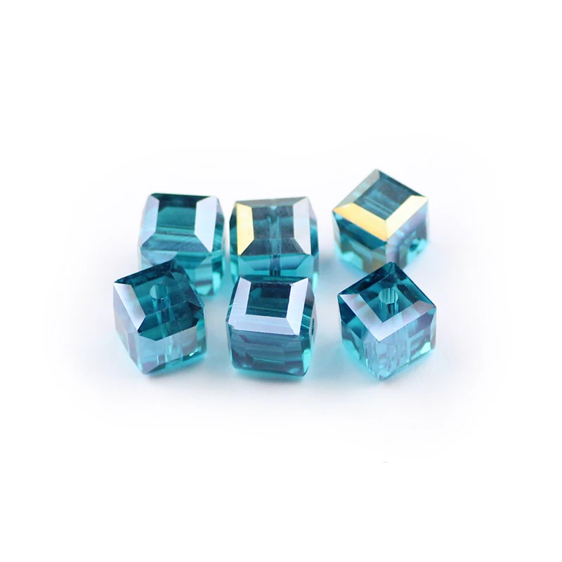 Peacock blue WLYeeS 10 мм AB цветные Австрийские квадратные хрустальные бусины 10 шт. стеклянные свободные бусины для колье серьги кулон изготовление своими руками - Цвет: Peacock blue