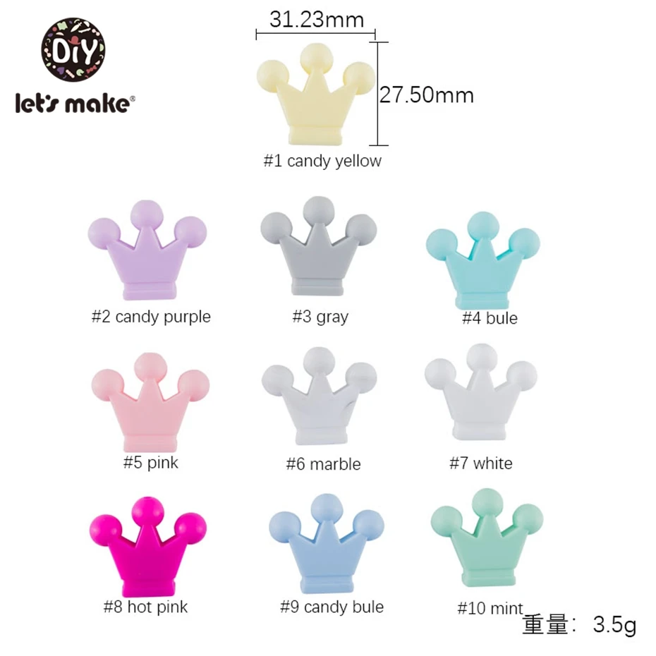 

Let's Make Silicone Candy Crown 20PC Unfinished Crown Materials Nursing Accessories Silicone Crown Teether Pendants Charms