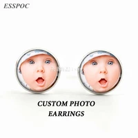diy personalized custom plated stud earrings photo of your lovers baby mom dad family member women jewelry