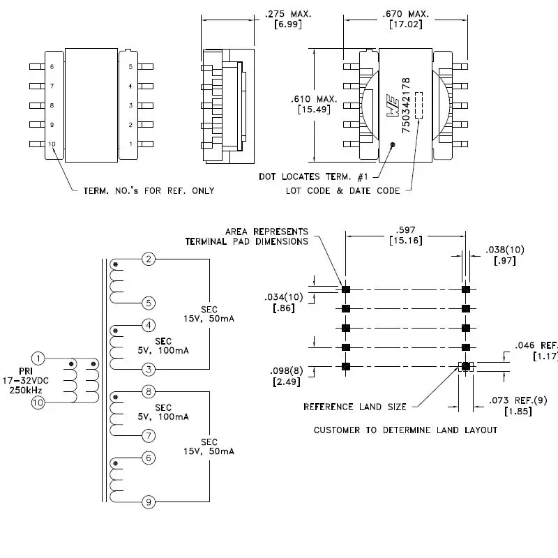 ER14.5 SMD 5+ 5pin трансформатор мы 750342178