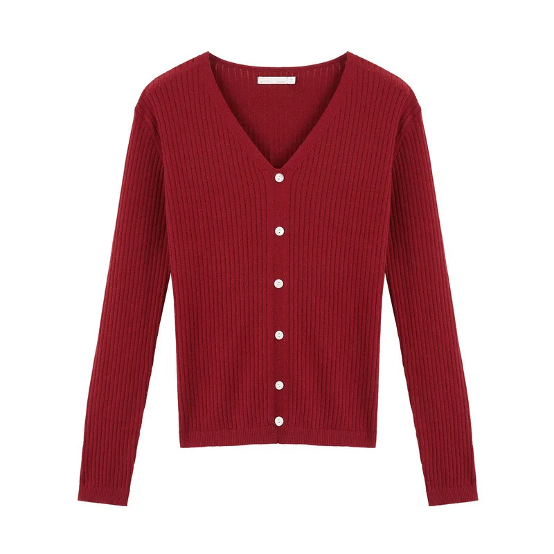 INMAN Spring Autumn Young Literary Style V-neck Slim All Matched Women Snit Sweater | Женская одежда