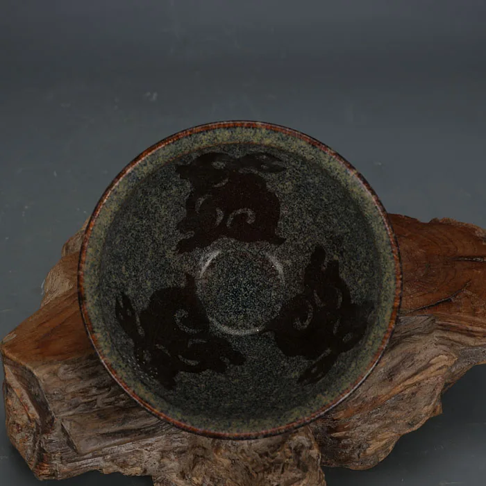 Фарфоровая чаша под старину династии SongDynasty печь Jizhou ручная работа