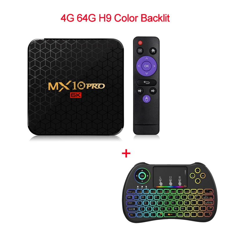 4G 64G H9 Backlit XGODY 6K Smart Android 9,0 ТВ приставка MX10PRO 4 ГБ 32 ГБ/64 Гб Allwinner H6 четырехъядерный WiFi USB 3,0 HDMI 2,0 HDR ТВ приставка - Цвет: 4G 64G H9 Backlit