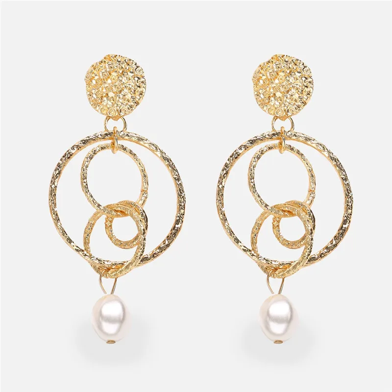 TOP Earrings 7 17 км большие золотые ZA Висячие серьги для женщин девушка кристалл оболочки имитация жемчуга висячие серьги модные свадебные украшения - Окраска металла: TOP Earrings 7