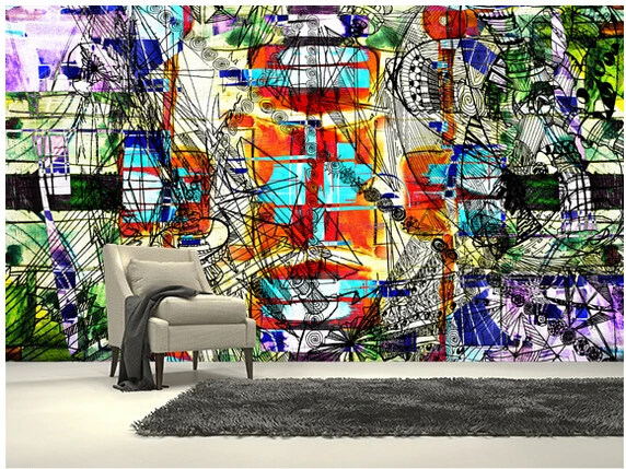Пользовательские 3D художественные обои цвета выразительные фрески для