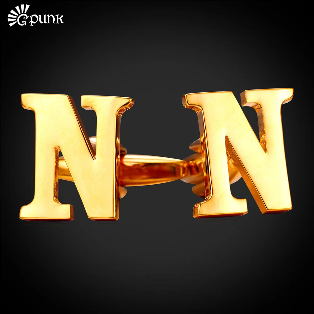 Для мужчин с инициалами насквозь буквы запонки Алфавит Мода французский ногтей