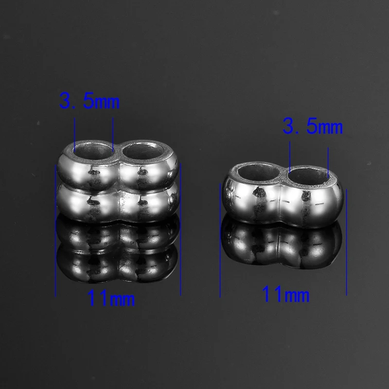 FUNIQUE 5/10 шт Блестящий бисер из нержавеющей стали с двойным отверстием серебряного