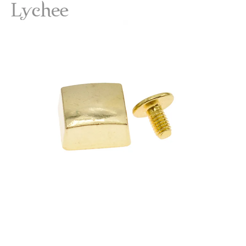 Lychee 20 шт. квадратные металлические заклепки винты золотого цвета DIY кожевенное