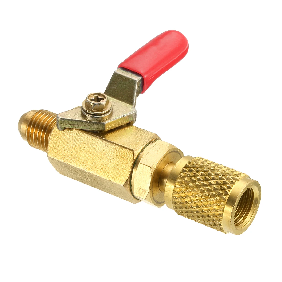 red 3 цвета Латунь Прямой шаровые краны 1/4 дюймов SAE 800PSI фитинги для AC высокого давления R410a брандспойт Запчасти кондиционер для установки - Название цвета: red