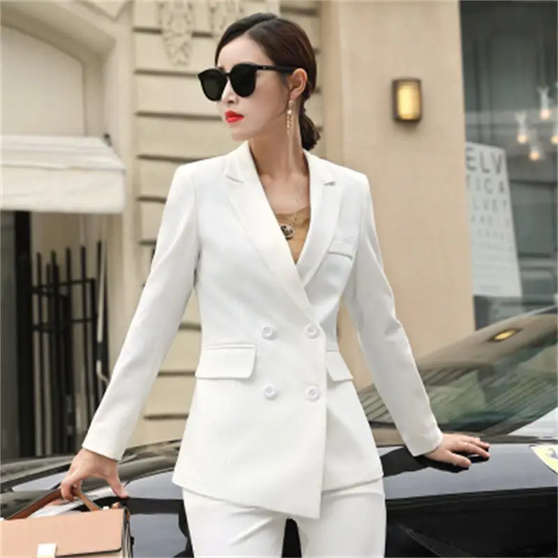 

White professional suit suit female 2019 autumn new British professional OL temperament women's fashion suit spring Slim lady