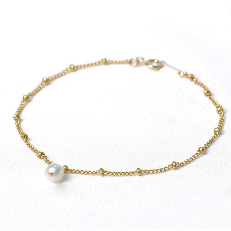 Браслет с пресноводным жемчугом, золотые браслеты ручной работы, винтажные невыцветающие ювелирные изделия, браслет в стиле бохо для женщин