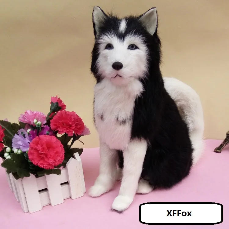 

real life black sitting dog model plastic&furs husky dog gift about 23x10x26cm xf1607