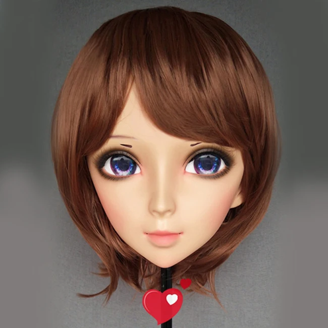(Ying 06) Женская милая девочка резиновая полуголовая маска кигуруми с BJD глазами