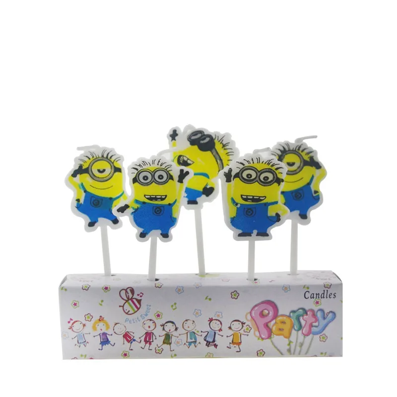 minions-5pcs 5 шт., украшение торта Маша и Медведь, детская мультяшная свеча с днем рождения, праздничные принадлежности для торта, детский подарок для топпера, кекса - Цвет: minions-5pcs