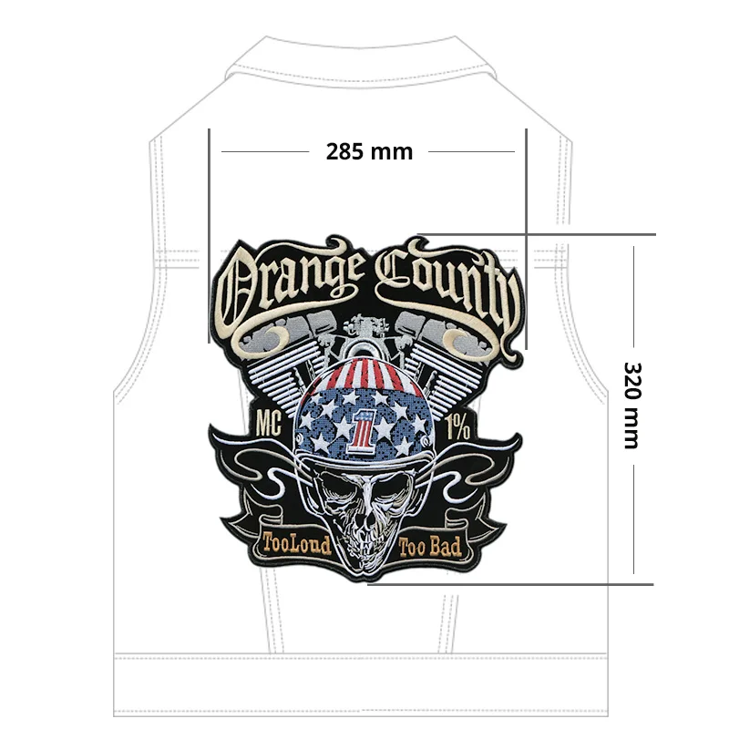 

Skull Embroidered Iron On Patches Large Biker Patches For Clothing