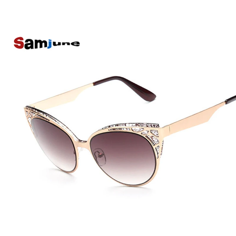 

2016 Female Sun glasses Cat Eye Sunglasses Women Hollow Metal Frame High Quality Vintage sunglasses for women Oculos UV400