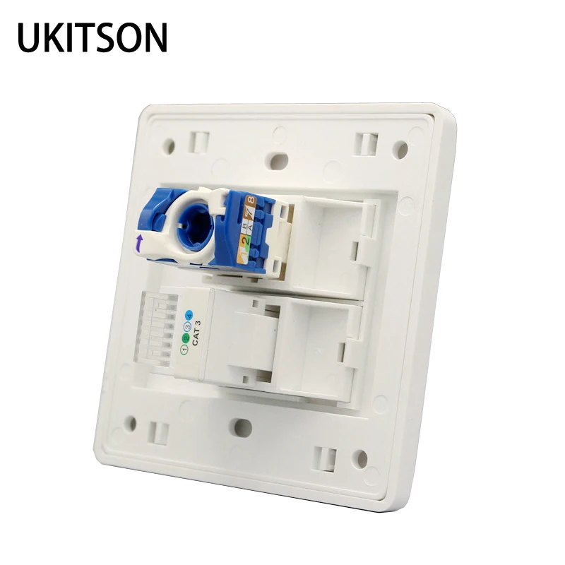 Новая белая Лицевая панель спиральная CAT6 RJ45 Сетевая розетка с CAT3 RJ11 телефонный