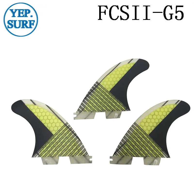 Плавник для серфинга FCS II G5, желтый стекловолокно соты из углеродного волокна FCS 2 SUP доска хорошее качество FCS2 плавники