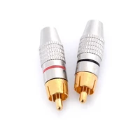 2pcsset gold rca plug solder audio video adapter connector male to male convertor wholesale